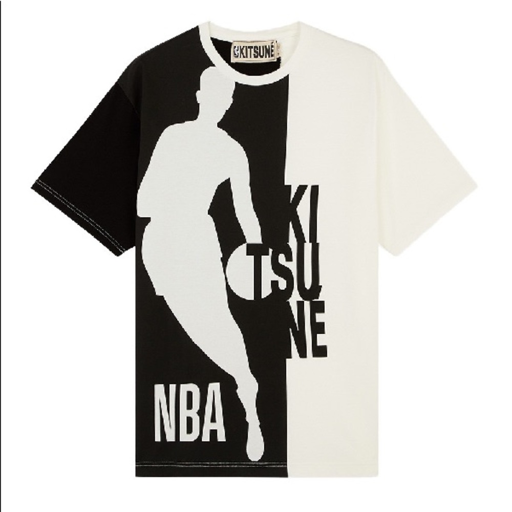 Maison Kitsune X NBA bicolor t-shirt large